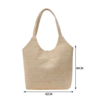 China Fashion Custom Plain Straw Women's Tote Bags Zipper Sublimation Beach Tote Bags With Pouch for sale