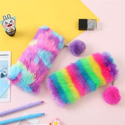 China Cute Plush Rainbow Pencil Case Quality Pencil Case Durable School Stationery School Supplies Gift for sale