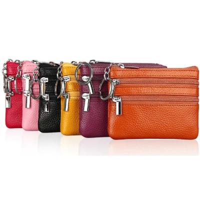 China Waterproof Hot Selling PU Leather Coin Clips Woman Small Change Money Bags Pocket Wallets Mini Functional Key Pouch Zipper Card Wallet for sale