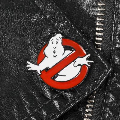 China China Custom Design Enamel Pin White Ghost Badge Bag Clothes Lapel Pin Cartoon Brooch Fun Movie Souvenir Gift For Fans Friends for sale