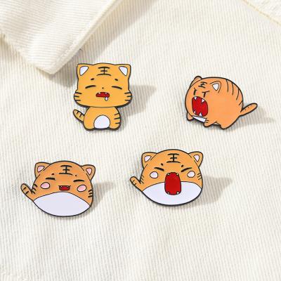 China Cute Sleepy Greedy Pin Shirt Bag Badge Cartoon Lapel Pins Europe Tiger Enamel Pin Animal Chibi Jewelry Gift For Kids for sale