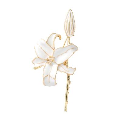 China Europe 2021 Custom Design Lily Magnolia Tulip Enamel Flower Pins Lapel Pin Girl Fair And Beautiful Ladies Brands Flower Pins for sale