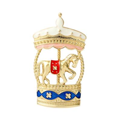 China Creative Brooches Alloy Trinket Brooches Europe Enamel Pin Candlestick Elf Short Carriage Wholesale Cheap Coat Style for sale