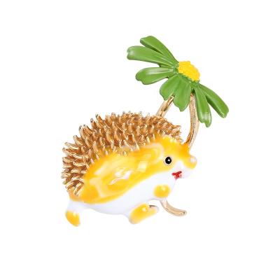 China New Europe Trend Factory Custom Enamel Pins Lovely Hedgehog Flowers Daily Brooches Pins Cute Birthday Gift For Kids for sale