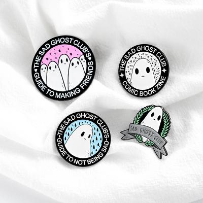 China Europe Newcomer Racing Special Enamel Brief Pins Unhappy Ghost Sad Club Clothing Badges Brooches Guide To Make Friends for sale