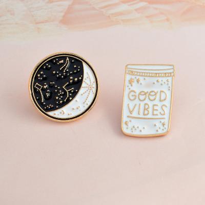 China Europe GOOD VIBRAPHONE Enamel Pin Buckle Star Moon Badge Constellation Pins Starry Night Brooches Necklace Creative Gift For Kids Friend Girl for sale