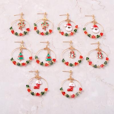 China The Other Christmas Ornament Crystal Earring Snowman Christmas Tree Candy Gift Father Christmas Golden Earrings Party Props Student for sale