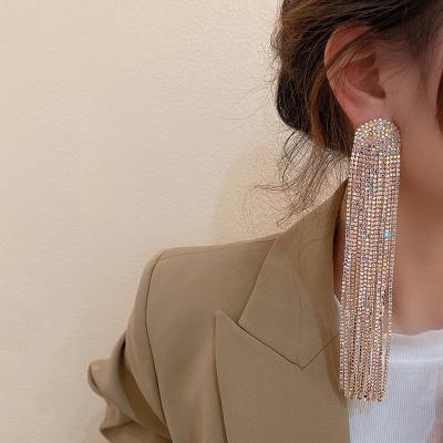 China 925 Other Full Diamond Tassel Earrings Fashion Trend South Korea Dongdaemun Personality Earring Net Red Women for sale