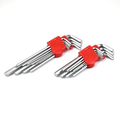 China Chrome Vanadium Steel 9pc Hex Alloy Steel Key Set Long Arm Allen Wrench Set Industrial Grade SAE Metric Star Flat Head for sale