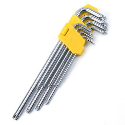 China Extra Length 9pcs Chrome Vanadium Steel L Torx Type Allen Key Set for sale