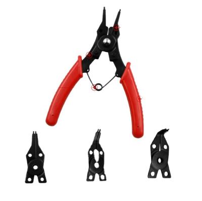 China Cutting Hog Universal Ring Pliers Interchangeable Snap Ring Pliers Set 4 Convertible Tips for sale