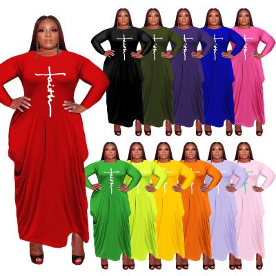 China Dropshipping 5XL Women's Sleeve Anti-wrinkle Long Or Short Sleeve Plus Size Maxi Dresses With Pockets for sale