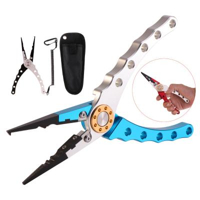 China Luxury and Comfortale Aluminum Alloy Split Ring Fishing Pliers High Quality Free Sample Universal Fishing Tackle Tools with Black Sheath for sale