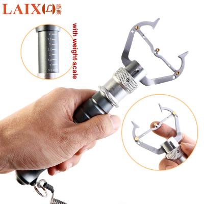 China Creative Design Fish Lip Handle Pliers Stainless Steel Fish Lip Grabber Fishing Tool Pliers With Scale for sale