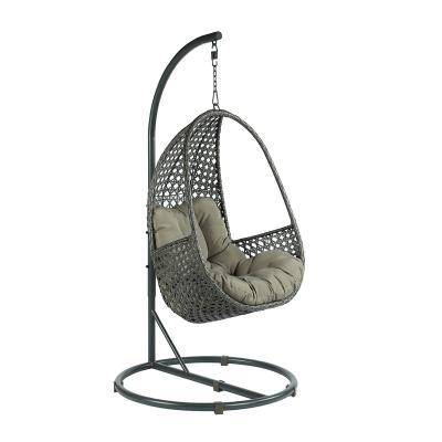 China Contemporary Outdoor Garden Furniture Metal Egg Standing Hanging Shell Relax Wicker Chair for sale