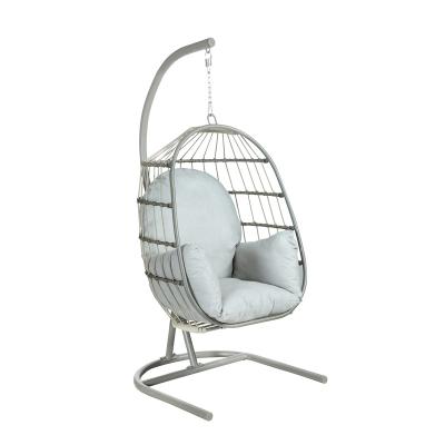 China Modern Foldable Egg Chair Metal Rope Cushion Outdoor Garden Furniture Hanging Patio Swings for sale