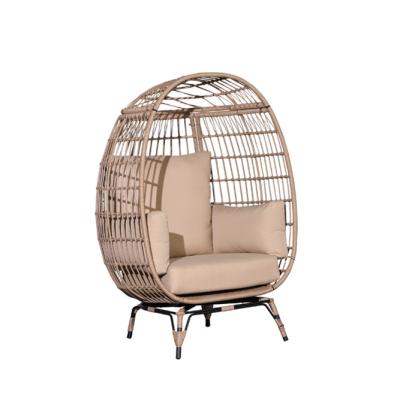 China Contemporary Resort Patio Outdoor Garden Furniture Stand Up Metal Rattan Egg Shape Lounge Chair for sale