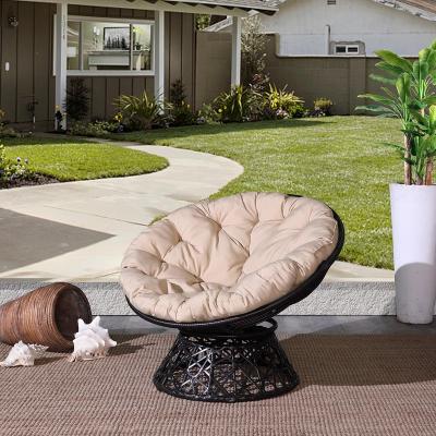 China Modern outdoor aluminum wicker rattan living room furniture P.E lounge patio garden papasan swivel chair for sale