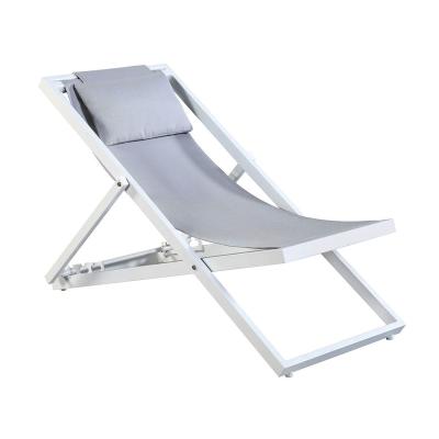 China Contemporary Lightweight Portable Folding 3 Piece Beach Convertible Sun Lounger Set with Stool and Tray for sale