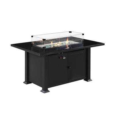 China New High End Outdoor Heating Marble Fire Pit Outdoor Fireplace Table With Tempered Glass Guard for sale