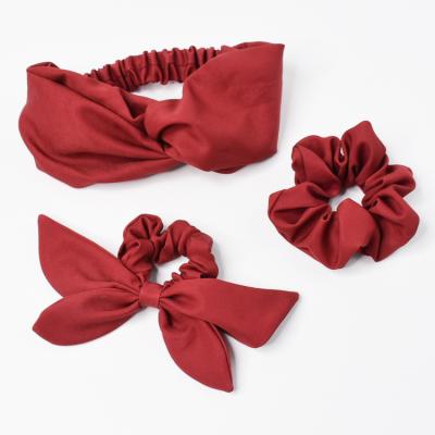 China Soft New Product RPET Fabric Hair Ring For Women Scrunchies Set Red Satin 100% Silk Scrunchies for sale