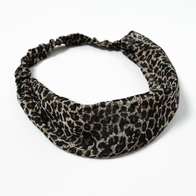 China Women's Wide Headband Women Leopard Headband Elastic Headwrap Custom Made Flat Simple Soft Chiffon Headband for sale