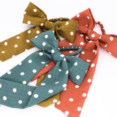 China Large Tie Dot Srunchies Scarf Ponytail Holder Hair Bow Tie Vintage Attractive Fancy Low Dot for Women for sale