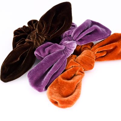 China Hot Sales Fashion Velvet Rabbit Ears Flip Scrunchies Elastic Hair Bands Hair Accessories For Women for sale