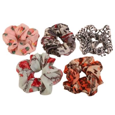 China New leopard style fashion soft colorful printed hair ring patterns hair scrunches for girls for sale