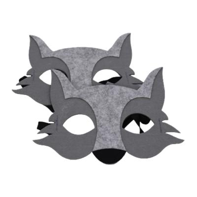 China New Design High Quality Embroidery Halloween Mini Masquerade Wolf Felt Mask for sale