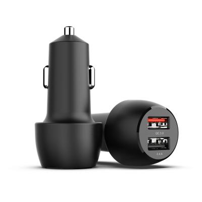 China Fully Compatible Mobile Phone QH347-2.4A Dual USB Port Dual Ratio Car Charger QC3.0 Black Fast Car Charger In Car for sale