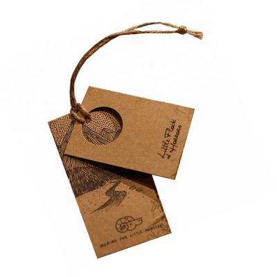 China Sustainable Custom Natural Recycled Kraft Paper Swing Hang Tags For Gift Jewelry With Hanging Sring for sale