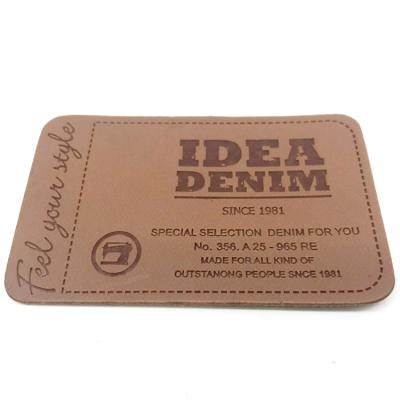 China 3D Design Denim Leather Label Iron On Custom Designer Leather Back Patch For Jeans Jacket for sale