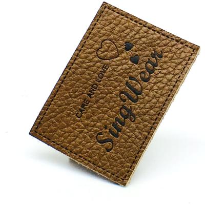 China Sustainable Custom Back PU Patch Leather Label For Jeans And Jacket for sale