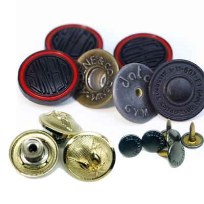 China Zinc Alloy Metal Dry Cleaning Button And Rivets Custom Brand Clothing Molding Logo Metal Button For Denim Jeans for sale