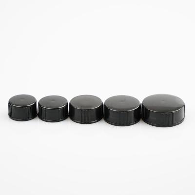 China Non Spill 18mm 20mm 22mm 24mm Black 28mm Plastic PP Seal Up Screw Cap Non Spill With Plastic Insert For Boston Roundd Bottle for sale