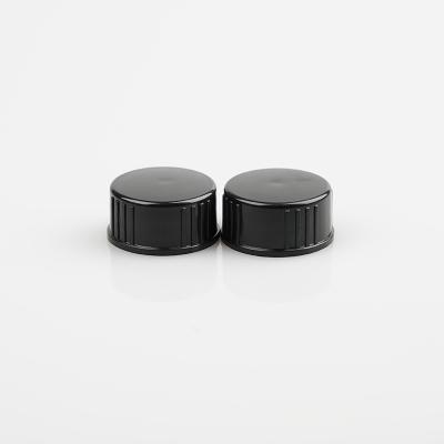 China Non Spill Plastic PP 20/400 Black 20mm Seal Up Screw Cap Non Spill With Plastic Insert Gasket Liner for sale