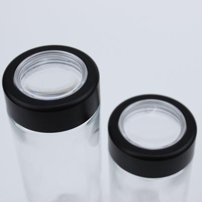 China 44mm Magnifier Magnifier 44mm Child Resistant Plastic Popular Plastic Childproof Design Black Child Jar Cap For 3oz 5oz 7oz Black Glass Jar for sale