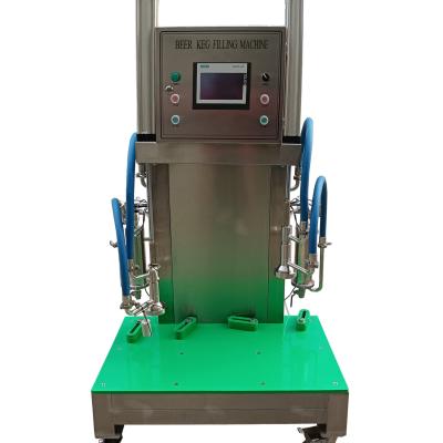 China Double Beverage Station Beer Keg Filling Machine With Flow Meter for sale