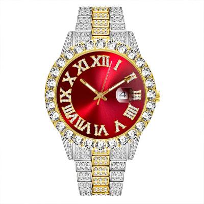 China Business Dial Day/Date Large Full Diamonds Steel Band Calendar Quartz Watch Roman Full Star Dazzling Roman Ladies Watch Dial for sale