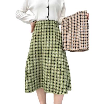 China 2021Fall new fashion ladies pattern high quality wholesale breathable plaid long skirt for women for sale