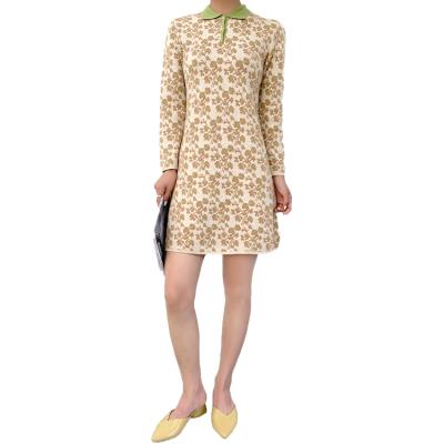 China 2021 Lady Fashion New Elegant Breathable Casual Clog Printing Long Sleeve Dress For Women for sale