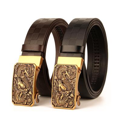 China Manufacturer 3.5 width cowhide leather automatic belt zinc alloy cowhide belt for men for sale