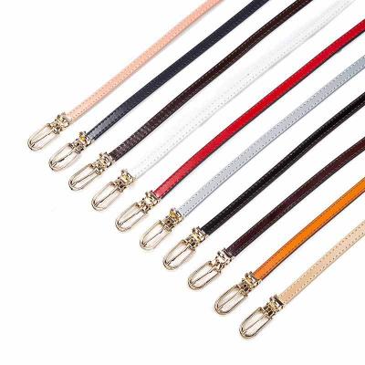 China 1.8cm Width Zinc Alloy Cow Pin Buckle Leather Belt From Manufacturer 1.3 Cow Leather Belt For Girls for sale