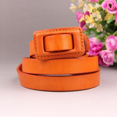 China Genuine Leather Buckle Pin Cowhide 1.5cm Width Wrap Leather Belt for sale