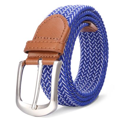 China 100% Polyester various color selection, 3.5cm width classic style unisex pin buckles waistbands braided elastic spandex stretch waistbands for sale