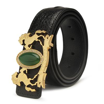 China Cowhide 3.8cm Width Agate Stone Buckle Best Western Cowhide Leather Belt, Custom Logo Belts for sale