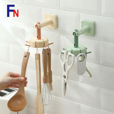 China Modern 360 Degree Rotating Adhesive Hook Kitchen Rotating Hang Rotating Plastic Hooks for sale