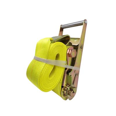 China Securing Cargo Winch Strap Truck Cargo Tie Downs Polyester Webbing Ratchet Tie Down Horizontal Tighten for sale