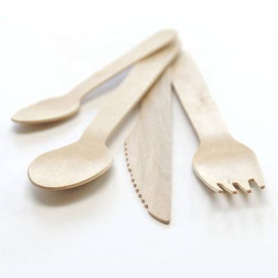 China Juntian Disposable Disposable Wooden Cutlery Set Compostable Birch Wood Forks, Spoons, Knives for sale